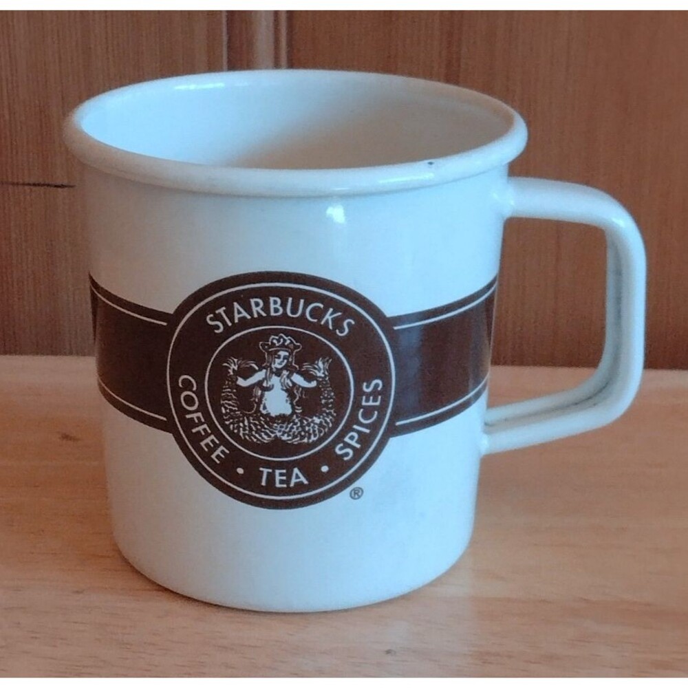 STARBUCKS Enamel Tin Mug Cup 14 oz. Coffee Tea Spices Mermaid - 2016 Collection